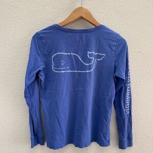 Vineyard Vines Whale Graphic Long Sleeve Pocket Shirt Youth Small Blue